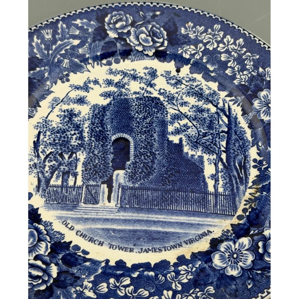 Vintage Jonroth Ceramic Plate Jamestown Virginia Old Church Tower 6 3/4